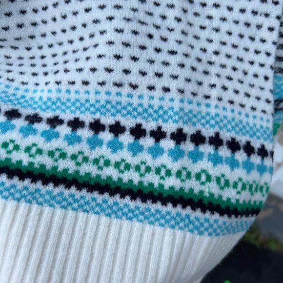 NWT Talbots Soft & Cozy Cream Multicolored Patterned Stripes Open Front Cardigan - Picture 4 of 8